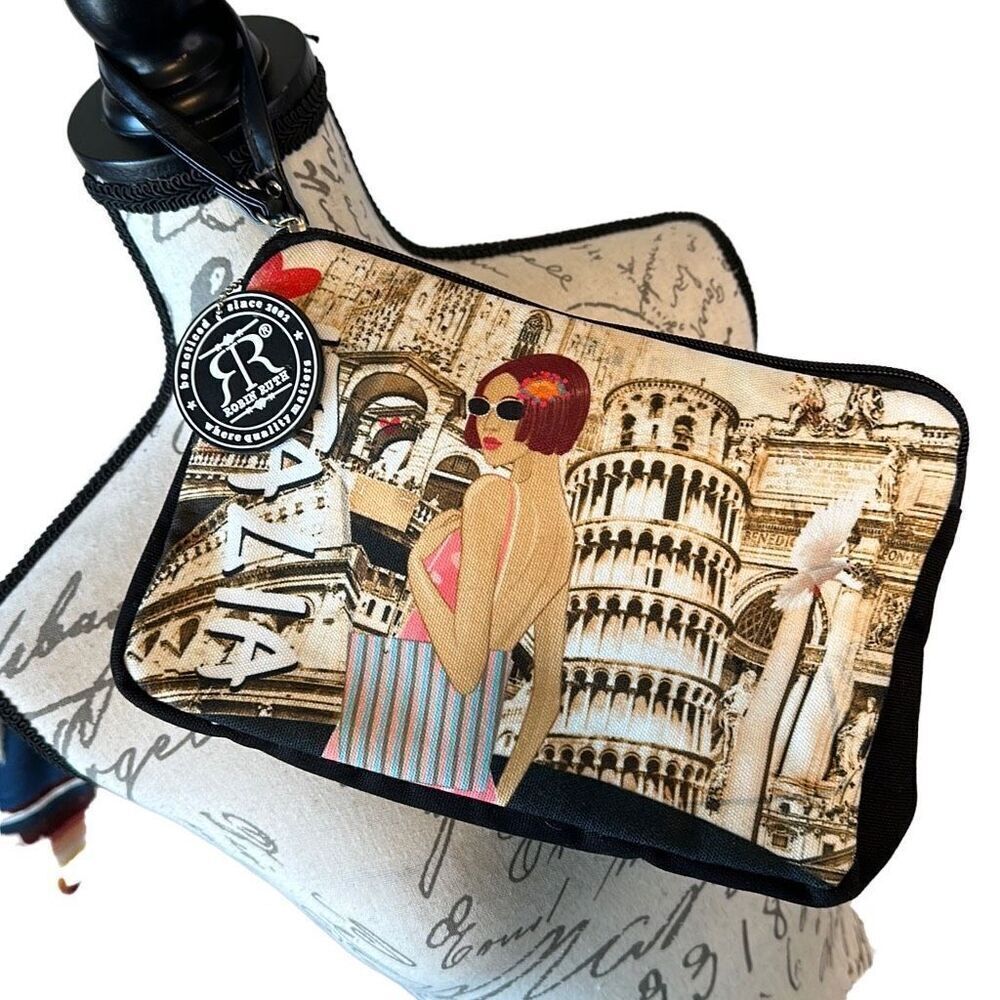 Robin Ruth Italia Canvas Wristlet Bag Make up Cosmetic Bag